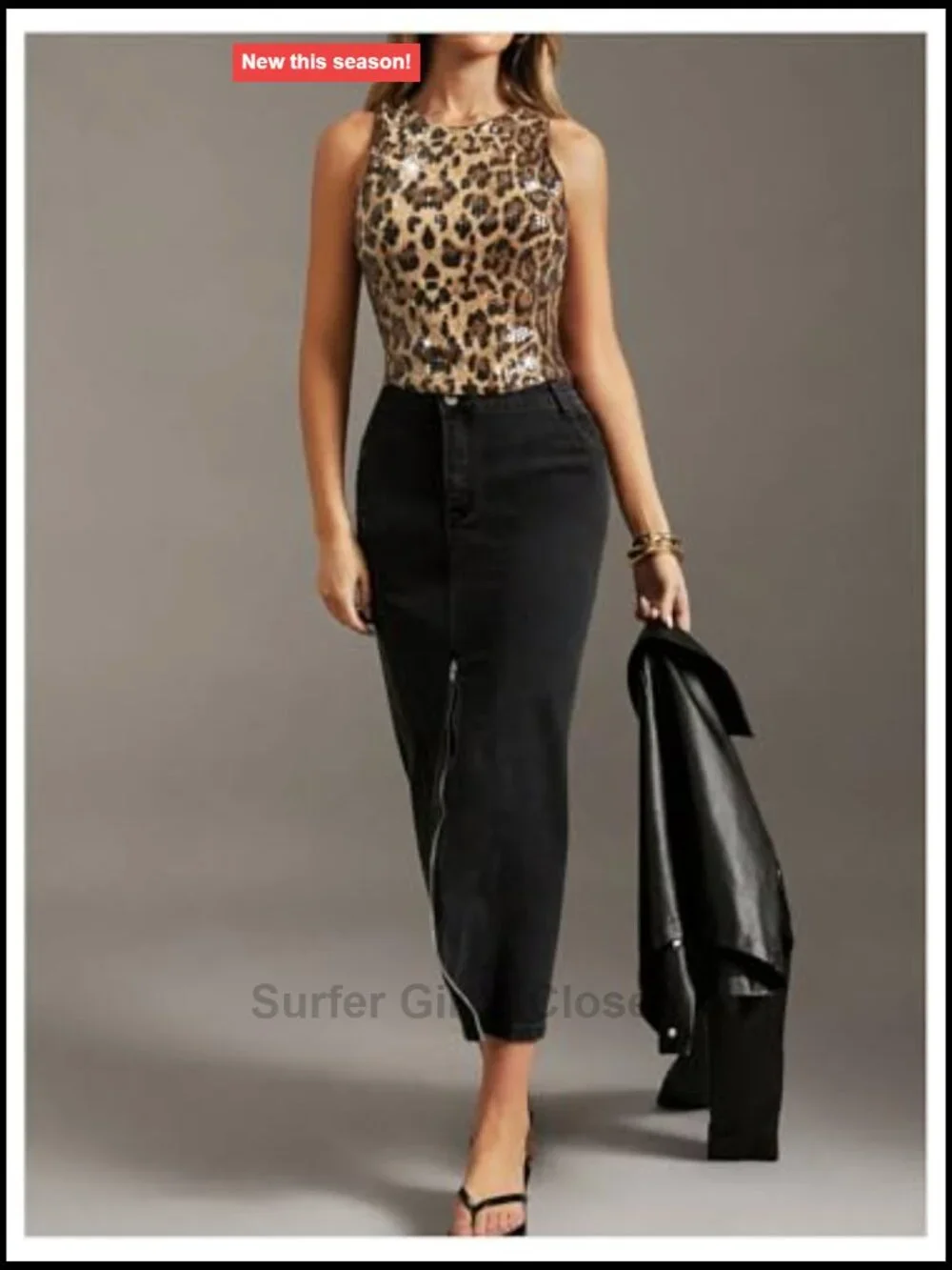 Sequin Animal Print Sleeveless Tank Top Party Clubwear Shiny Y2K Camisole